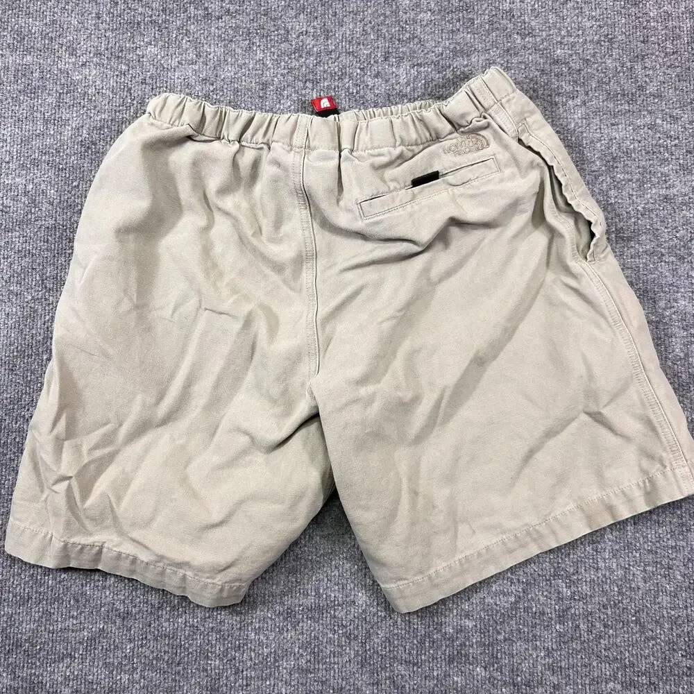 The North Face Shorts Men Small Beige Chino Cotton Elastic Waist Belted 8 Inseam